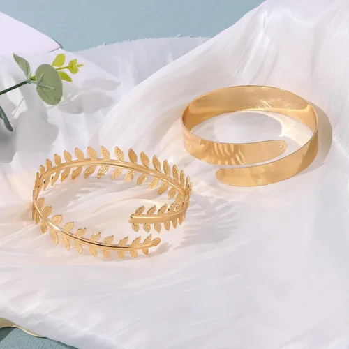 Miniatura 6 de MOZAKA Juego de 2 brazaletes ajustables dorados para mujer