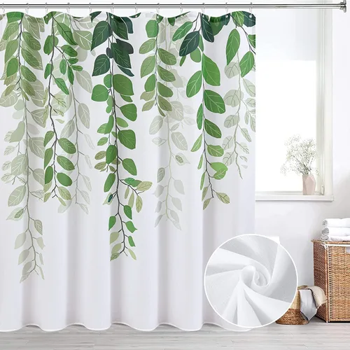 Miniatura 37 de BOODII Cortinas de ducha negras de 36 x 72 pulgadas, cortina de ducha de eucalipto de primavera para baño, cortina de baño con textura de flameado