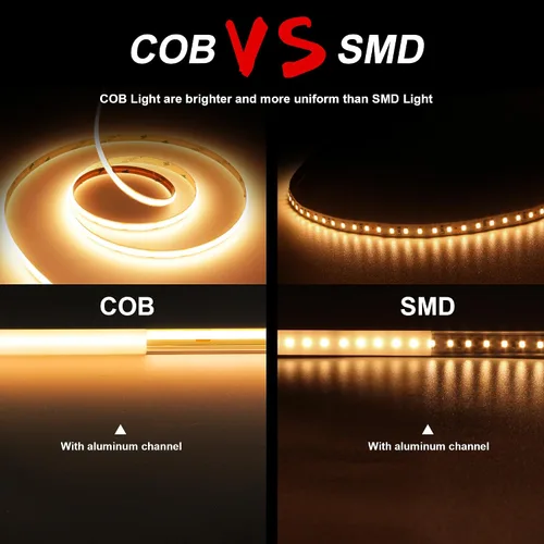 Miniatura 2 de Tira LED COB, tira de luz LED COB blanca cálida de 16.4 pies, tira de luz LED regulable de 2700 K, CRI92+, 0.315 in de ancho, cinta LED flexible