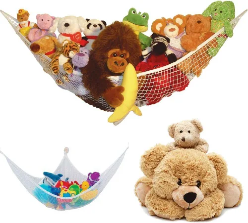 Miniatura 3 de Hamaca de juguete, hamaca de almacenamiento de animales de peluche, red de animales de peluche con ganchos para colgar, organizador colgante