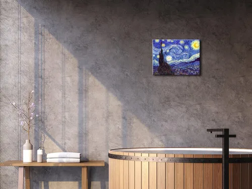 Miniatura 3 de Pyradecor Van Gogh - Lienzo decorativo de pared con diseño de noche estrellada, reproducción clásica de pintura al óleo impresionista, envuelto