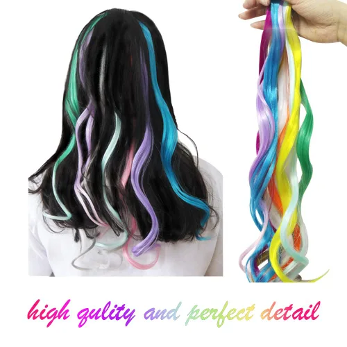 Miniatura 7 de EuTengHao 30 paquetes de extensiones de cabello sintético con clip de 22 pulgadas, coloridas extensiones de cabello rizado con clip para mujeres