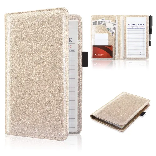 Miniatura 9 de ACdream - Libretas de servicio para camarera, libreta de anotación de comensales, lindo organizador de piel y cartera para dinero, para presentar AB