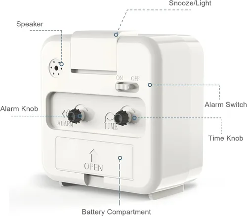 Miniatura 2 de Reloj despertador analógico, reloj de mesa silencioso sin tictac, reloj de noche de viaje con repetición, luz nocturna, sonidos de pitido