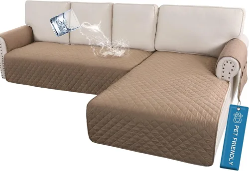 Miniatura 17 de H.VERSAILTEX Fundas de sofá para sofá seccional, 2 piezas, funda de sofá en forma de L, 100% impermeable y lavable, protector de sofá para perros