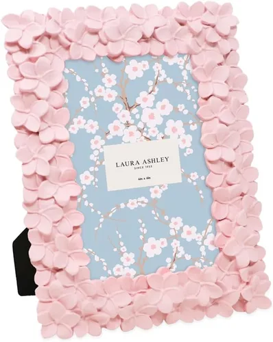 Laura Ashley - Portarretratos de resina con diseño floral Rosa