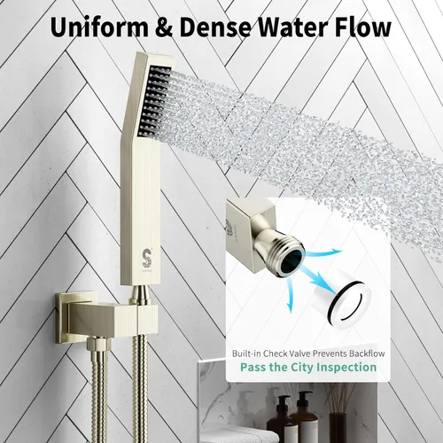 Miniatura 5 de SR SUN RISE Sistema de Ducha de Níquel Cepillado de 16 Pulgadas para Baño de Lujo con Mezclador de Lluvia, Juego Combinado de Ducha con Cabezal