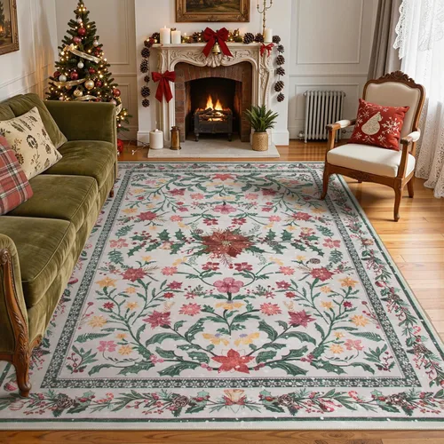 Miniatura 31 de Lahome - Alfombra redonda bóhema de color rosa claro de 4 pies, alfombras pequeñas circulares lavables para dormitorio de niños, alfombra circular