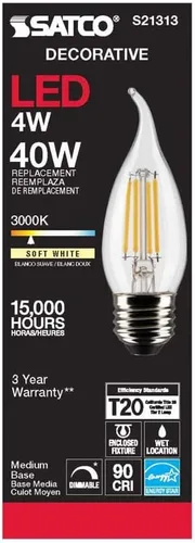 Miniatura 5 de Satco S21313 4CA10/LED/930/CL/120V/E26-paquete de 6