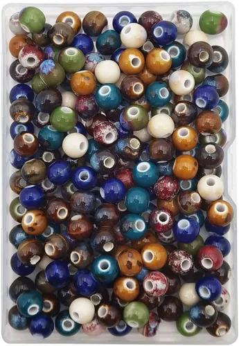 Miniatura 7 de INSPIRELLE 180 cuentas de porcelana redondas chinas de cerámica de 0.315 pulgadas (0.315 in) para hacer joyas hechas a mano, pulseras, collares