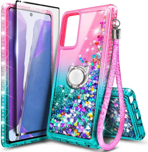 Miniatura 70 de NGB Diseñada para funda Samsung Galaxy Note 10+ (Plus), Rosa/Aguamarina Funda con Purpurina Líquida Brillante Linda para Mujeres Niñas Niños