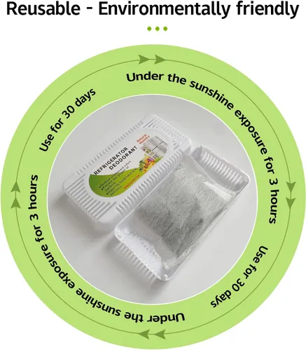 Miniatura 7 de Desodorizador para refrigerador (paquete de 6) - Eliminador de olores para refrigerador y congelador, carbón activado natural, combate los olores