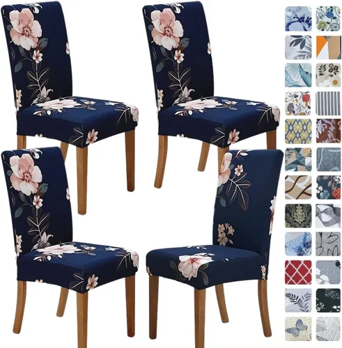 Miniatura 85 de SPRINGRICO Paquete de 6 fundas blancas para sillas de comedor, fundas elásticas para sillas de comedor con diseño floral, de elastano lavable