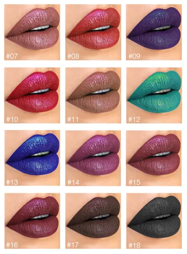 Miniatura 7 de Lápiz labial líquido brillante de diamantes para Halloween, brillo labial líquido con purpurina gótica, de alto pigmento brillante, resistente al #03