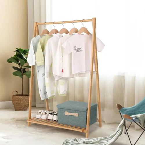 Miniatura 3 de Jotsport Perchero Pequeño para Ropa Infantil, Almacenamiento de Disfraces para Sala de Juegos, Dormitorio de Niños Pequeños, Perchero de Bambú
