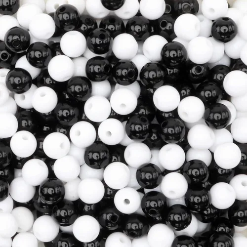 Miniatura 11 de 1000 cuentas redondas de acrílico negro de 0.315 in de diámetro con agujero de 0.079 in