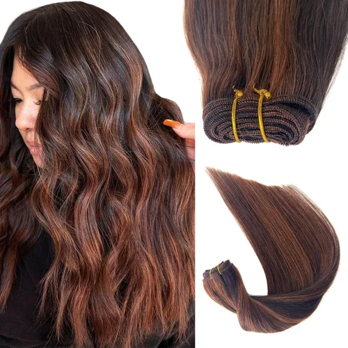 Miniatura 12 de Extensiones de cabello con clip sin costuras de cabello humano real, extensiones de cabello natural negro real con clip 7 piezas 100 g 36 cm