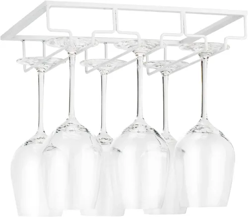 Miniatura 14 de FOMANSH Estante para Copas de Vino - Soporte para Copas de Vino debajo del Gabinete, Organizador de Metal para Copas de Vino y Vasos, Colgador