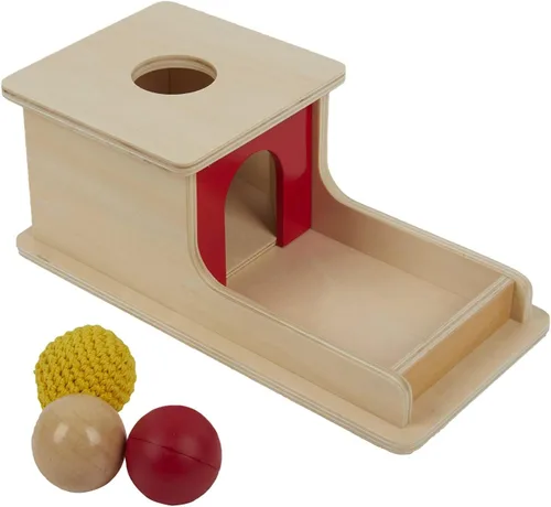 Miniatura 4 de Tiger Montessori Caja de permanencia con bandeja de tres bolas para bebés de 6 a 12 meses (madera+plástico+bola de punto)