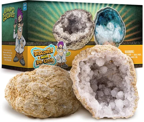Abre 2 geodas grandes – Abre tu propia geoda grande con cristales, kit de ciencias de la Tierra para niños para aprender geología, regalos para