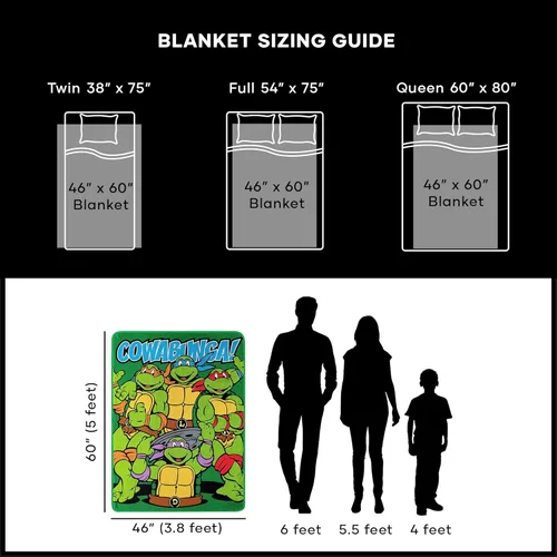 Miniatura 8 de Northwest Manta Micro Raschel Teenage Mutant Ninja Turtles, 46 x 60 pulgadas, Cowabunga Dudes