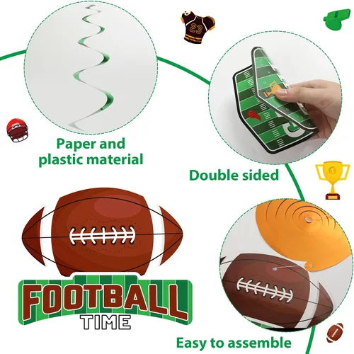 Miniatura 3 de 48 piezas de remolinos colgantes de fútbol, decoración de fiesta de cumpleaños, serpentinas de pared para colgar en el techo, espirales para fiestas