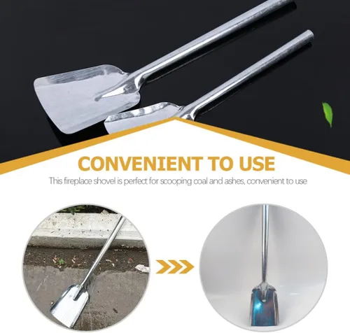 Miniatura 6 de Operitacx Pala para chimenea con mango largo de 15.74 pulgadas, para cenizas, para cenizas, herramienta de cocina ligera