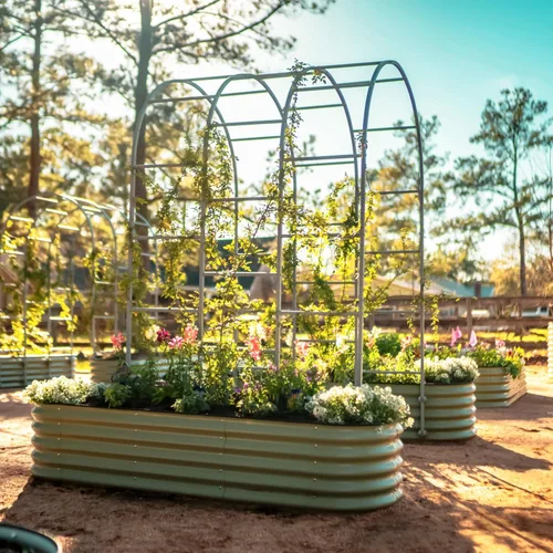 Miniatura 9 de Vego Garden Sistema modular de enrejado arqueado de 1.5 pies de largo para todas las camas de jardín clásicas para plantas trepadoras como frijoles