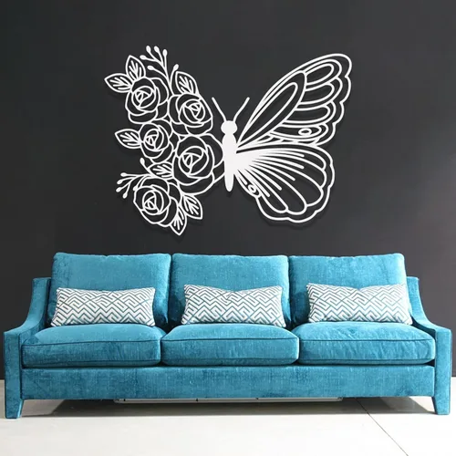 Miniatura 5 de Arte de pared para decoración de mariposa, decoración de pared de mariposa bohemia para colgar en la pared, decoración de mariposa de metal, Negro