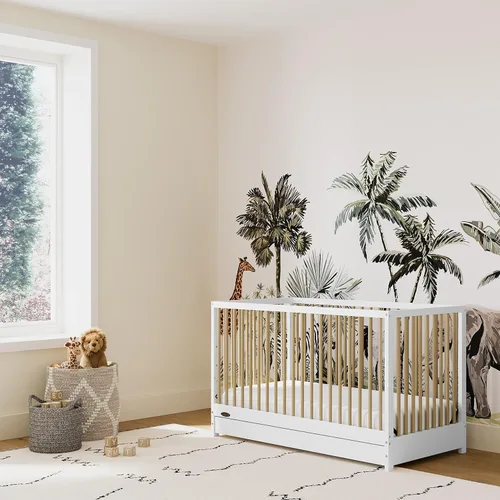 Miniatura 2 de Cuna convertible 5 en 1 con cajón Graco Teddi (Blanco con madera flotante) – Certificado GREENGUARD Gold, combinación de cuna con cajón, cajón