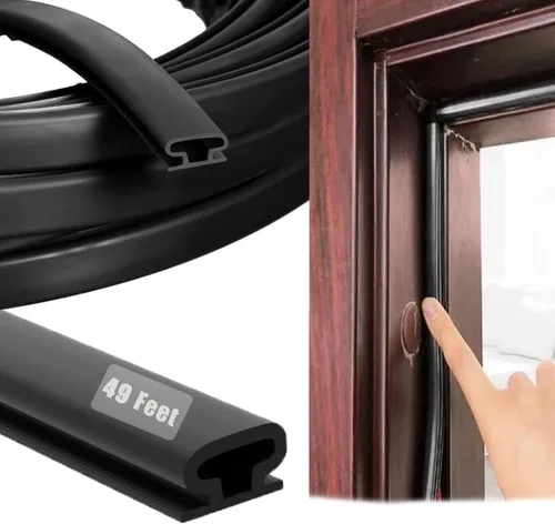 Miniatura 11 de Tira de sellado de goma para puerta, tira autoadhesiva de burlete para puerta, burlete en forma de D insonorizado e impermeable para marco de puerta