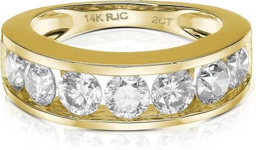 Miniatura 16 de VIR JEWELS Anillo de boda de diamante blanco de 1 cttw a 2 quilates para mujer, juego de canales de oro de 14 quilates, tamaño 4.5-10