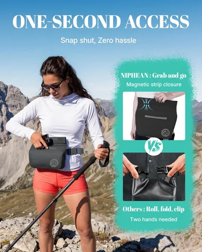 Miniatura 2 de niphean Riñonera impermeable IPX7 con cierre magnético con una sola mano, bolsa seca impermeable duradera, para kayak, remo, artículos esenciales
