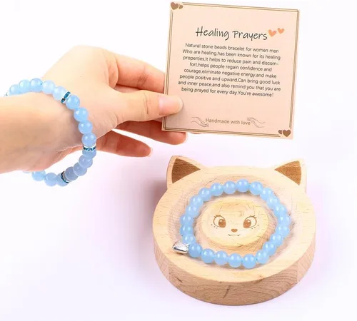 Miniatura 4 de 2 pulseras de cuentas naturales para mujer, gemas semipreciosas, pulseras de cristal curativo de 0.315 in con tarjetas, pulsera elástica ajustable