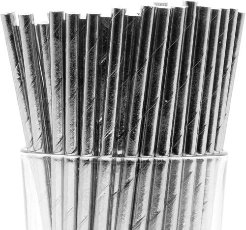 Miniatura 31 de Paquete de 150 pajitas de papel biodegradables con lunares rojos de 4 capas (compostables, no tóxicas, sin BPA)