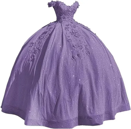 Miniatura 11 de Ftupza Preciosos vestidos de quinceañera florales 3D vestidos de tul hinchados para mujeres fuera del hombro vestido de fiesta largo FFtu09