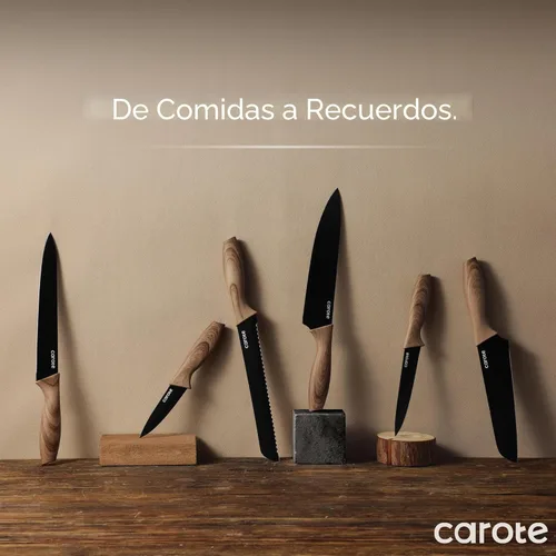 Miniatura 7 de CAROTE Juego de 12 piezas de cuchillos de cocina, juego de cuchillos de cocina de acero inoxidable con revestimiento cerámico antiadherente apto