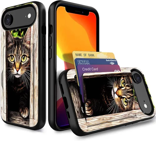 Miniatura 159 de Funda para iPhone Air, funda tipo cartera con ranura para tarjeta oculta, a prueba de golpes, TPU y PC, funda protectora de doble capa para iPhone