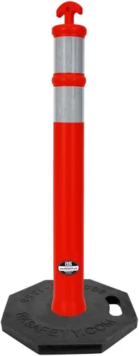 Miniatura 2 de RK DPOST2T - Poste delineador portátil de polietileno con base de goma octogonal de 13 libras, altura de 42 pulgadas de altura (juego de 4, naranja)