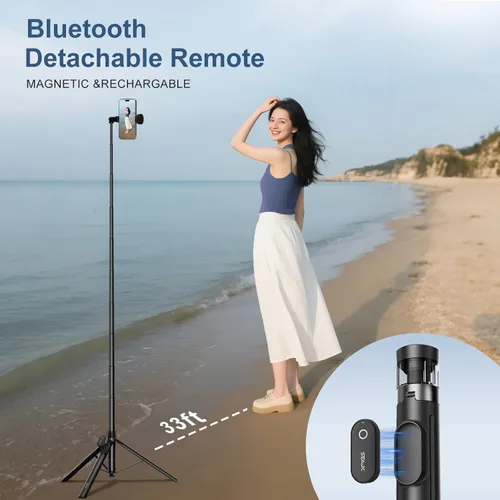 Miniatura 7 de Trípode automático de 66 pulgadas con control remoto, trípode para teléfono celular para grabación de video y transmisión en vivo, trípode ajustable