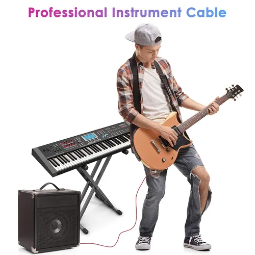 Miniatura 7 de Cable de guitarra de 10 pies, cable de instrumento profesional para guitarra eléctrica, cable AMP, cable TS de 1/4 de pulgada para guitarra, bajo
