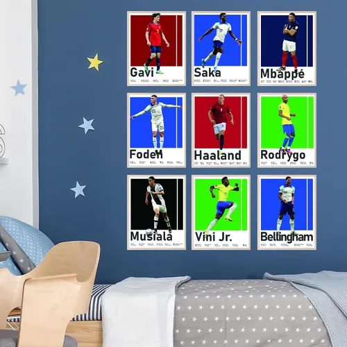 Miniatura 3 de BigWig Prints Pósteres de fútbol para dormitorio de niños, póster de jugador de fútbol, póster de Erling Haaland, Mbappe, Rodrygo, Gavi, Vini Jr