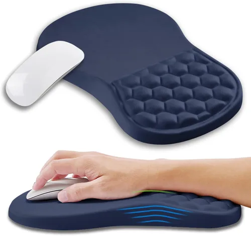 Miniatura 21 de Alfombrilla ergonómica para mouse con soporte de muñeca con espuma viscoelástica, almohadilla de masaje para aliviar el dolor del túnel carpiano