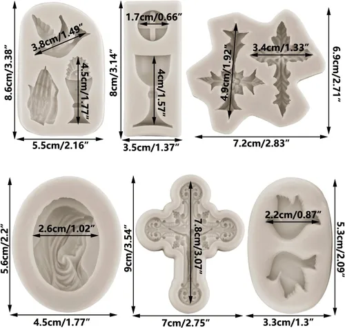 Miniatura 2 de Sijiangmold Molde de silicona cruzada para comunión, cáliz, paloma, fondant, bautismo, pastel, para bautismo, fiesta, decoración de pasteles