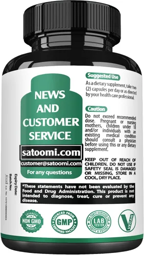 Miniatura 9 de Satoomi 1000mg Gymnema Sylvestre Suplementos - 210 Cápsulas - Extracto de Gymnema 20:1 con berberina HCl, Quercetina y más - Apoyo para la salud