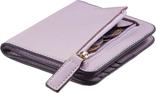 Miniatura 2 de Gostwo - Cartera compacta de piel genuina de lujo para mujer con bloqueo de RFID y ventana de identificación