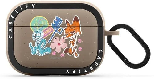 Miniatura 40 de CASETiFY AirPods Pro (1ª/2ª Gen) Estuche Bounce con Anillo [Colaboración Frozen] - Copo de Nieve de Anna - Taupe Mate