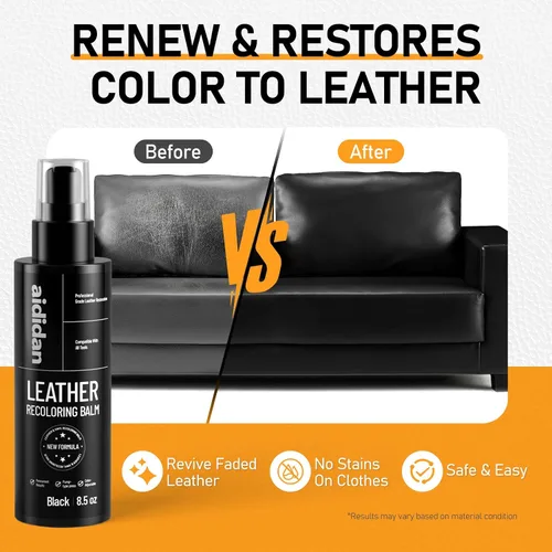 Miniatura 2 de Bálsamo recolorante de cuero negro, restaurador de color y pintura de sofá de 8.5 onzas, renovación de color desteñido y reparación, kit de bálsamo