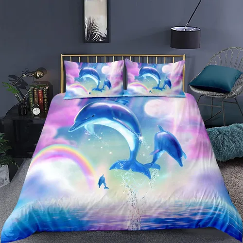Miniatura 4 de Jingzhang Juego de ropa de cama de teñido anudado colorido mármol adolescente niña ropa de cama acuarela pastel rosa azul púrpura juego de funda