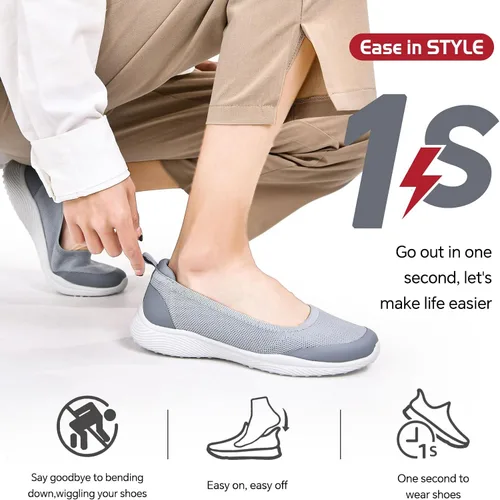 Miniatura 4 de HONHOLD Zapatos para caminar para mujer, cómodos, de punto, planos, para enfermera, trabajo, zapatos de vestir casuales